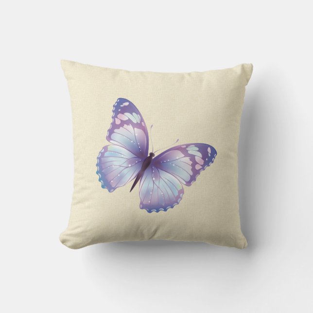 Lavender Butterfly Throw Pillow (Front)