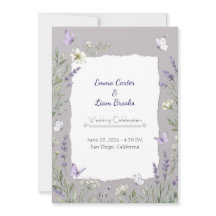 Lavender & Butterfly Watercolor Wedding Invitation