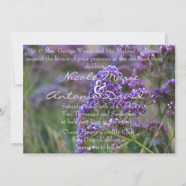 Lavender by the ocean invitation (Front)