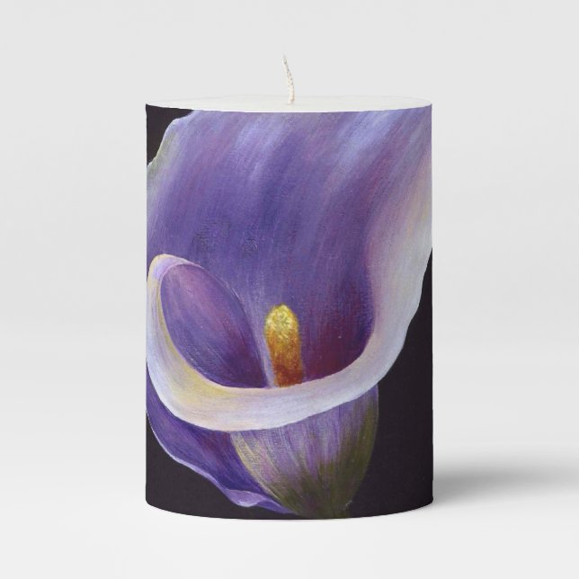 Lavender Calla Lily Pillar Candle (Front)