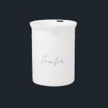Lavender Calligraphy Elegant Plain Simple Name Beverage Pitcher<br><div class="desc">Looking for a beautiful calligraphy with an aesthetic handwriting? This simple,  eye-catching design is for you. This product immediately impresses those who see it. The fine and tasteful design will immediately reflect the quality of your relationship and family.</div>