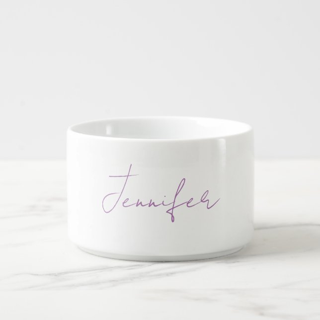Lavender Calligraphy Elegant Plain Simple Name Bowl (Center)