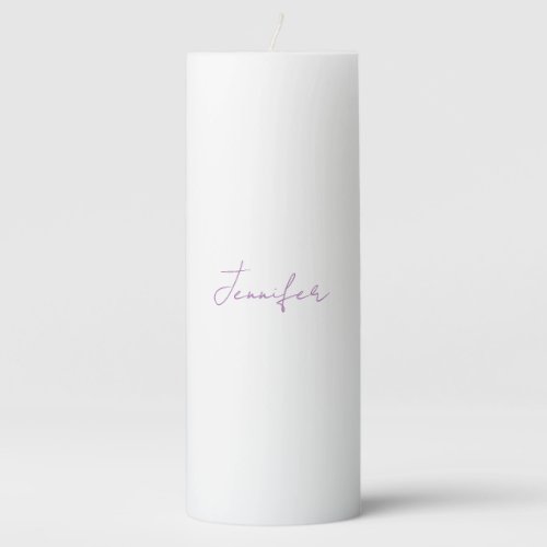 Lavender Calligraphy Elegant Plain Simple Name Pillar Candle