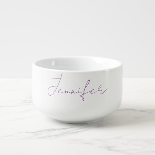 Lavender Calligraphy Elegant Plain Simple Name Soup Mug