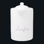 Lavender Calligraphy Elegant Plain Simple Name Teapot<br><div class="desc">Looking for a beautiful calligraphy with an aesthetic handwriting? This simple,  eye-catching design is for you. This product immediately impresses those who see it. The fine and tasteful design will immediately reflect the quality of your relationship and family.</div>