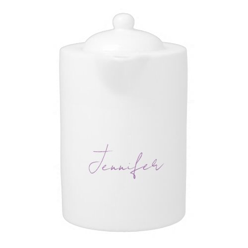 Lavender Calligraphy Elegant Plain Simple Name Teapot