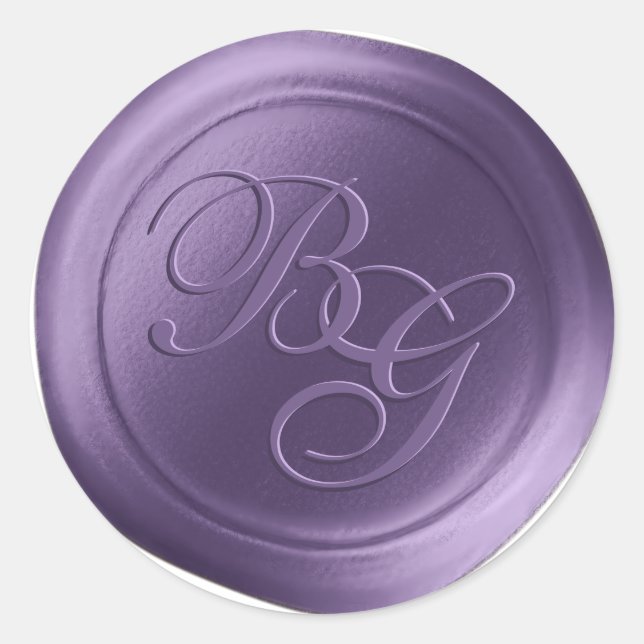 Lavender Calligraphy Monogram Wax Seal Stickers (Front)