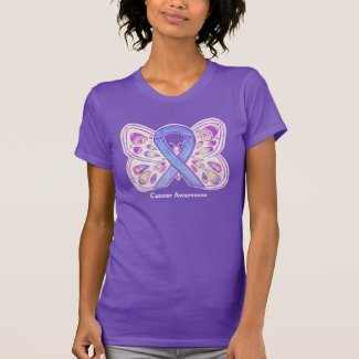 Lavender Cancer Awareness Ribbon Butterfly T-Shirt