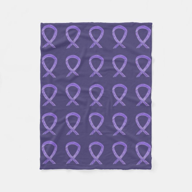 Lavender Cancer Awareness Ribbon Fleece Blanket (Front)