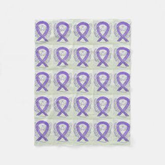Lavender Cancer Awareness Ribbon Fleece Blanket