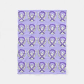 Lavender Cancer Awareness Ribbon Fleece Blanket