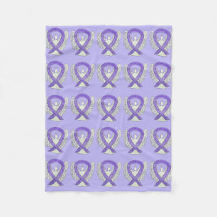 Lavender Cancer Awareness Ribbon Fleece Blanket
