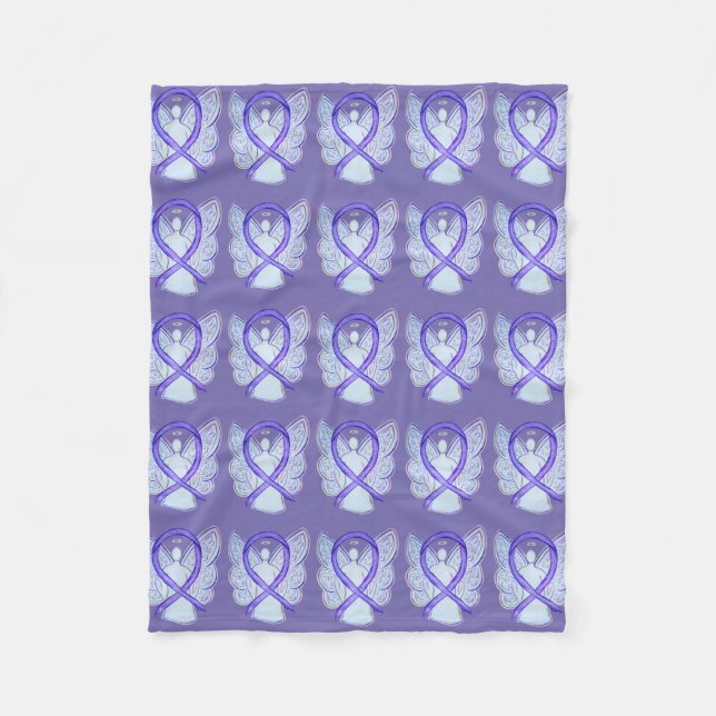 Lavender Cancer Awareness Ribbon Fleece Blankets (Front)