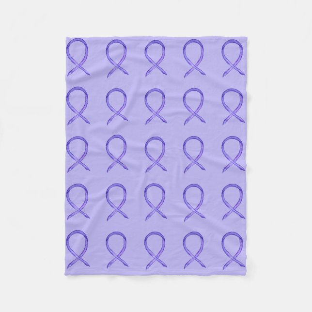 Lavender Cancer Awareness Ribbon Fleece Blankets (Front)