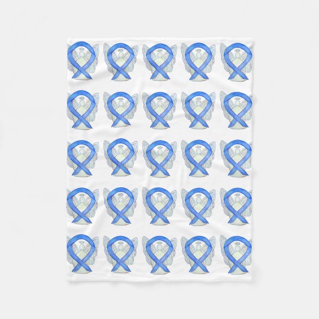 Lavender Cancer Awareness Ribbon Fleece Blankets (Front)