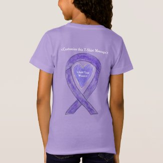 Lavender Cancer Awareness Ribbon Heart Art Shirt