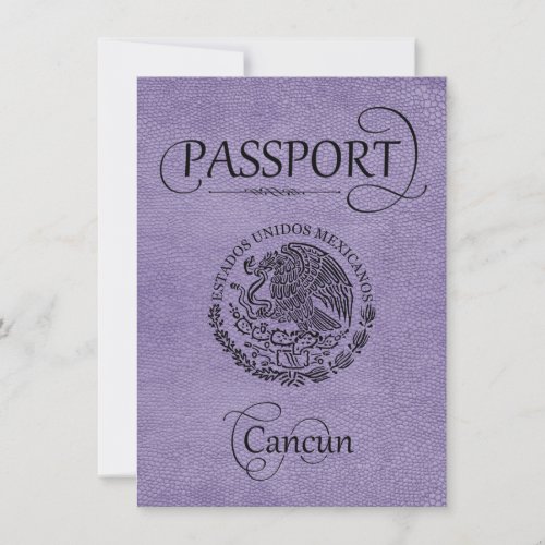 Lavender Cancun Passport Save the Date Card