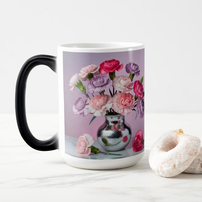 Lavender Carnations Morphing Mug (With Donut)