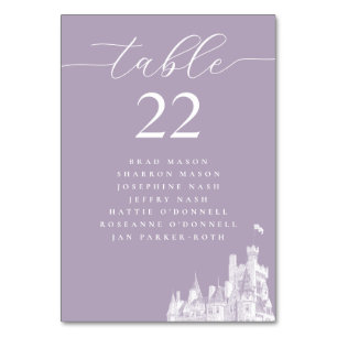 Lavender Castle Wedding Seating Plan Table Number