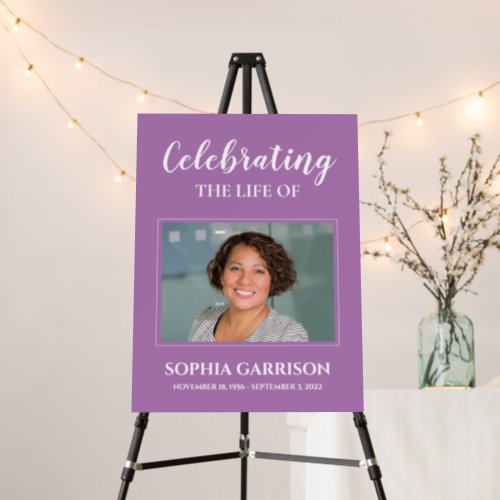 Lavender Celebration Of Life with Photo Memorial Foam Board