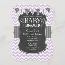 Lavender Chalkboard Chevron Baby Shower Invite