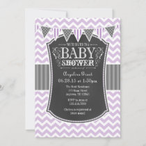 Lavender Chalkboard Chevron Baby Shower Invite