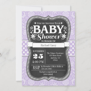 Lavender Chalkboard Floral Baby Shower Invite