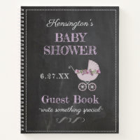 Lavender Chalkboard Look Baby Shower Guest Book |