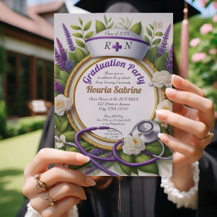 Lavender & Chamomile Nurse Graduation invitation