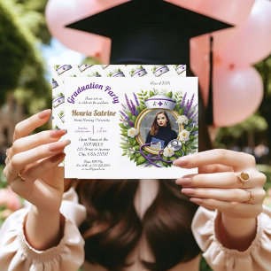 Lavender & Chamomile Nurse Graduation invitation Postcard