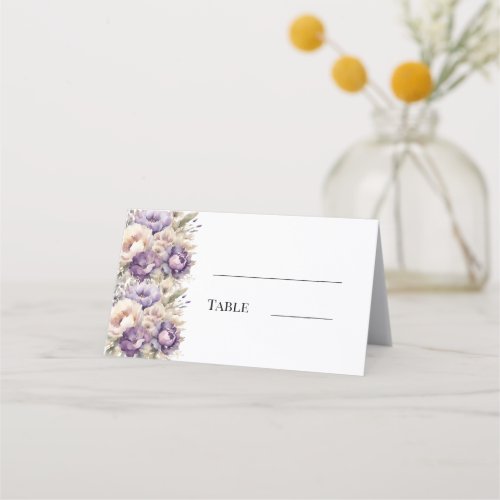 Lavender champagne floral wedding place card