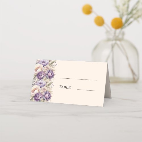 Lavender champagne floral wedding place card