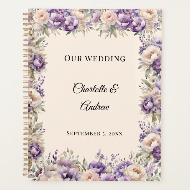 Lavender champagne floral wedding planner (Front)