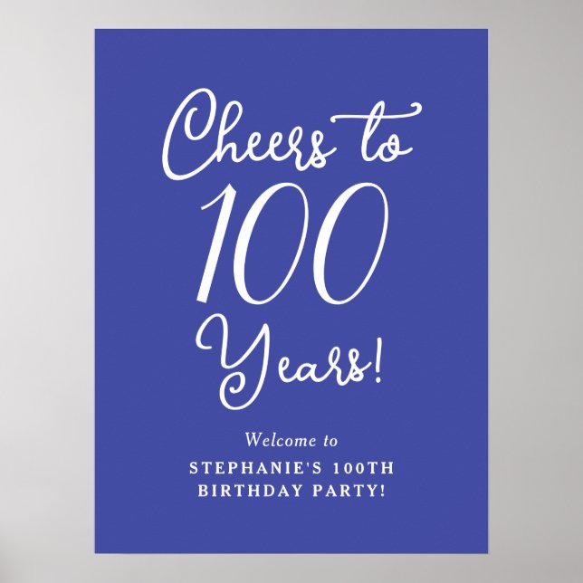 Lavender Cheers to 100 Years Birthday Welcome Poster (Front)