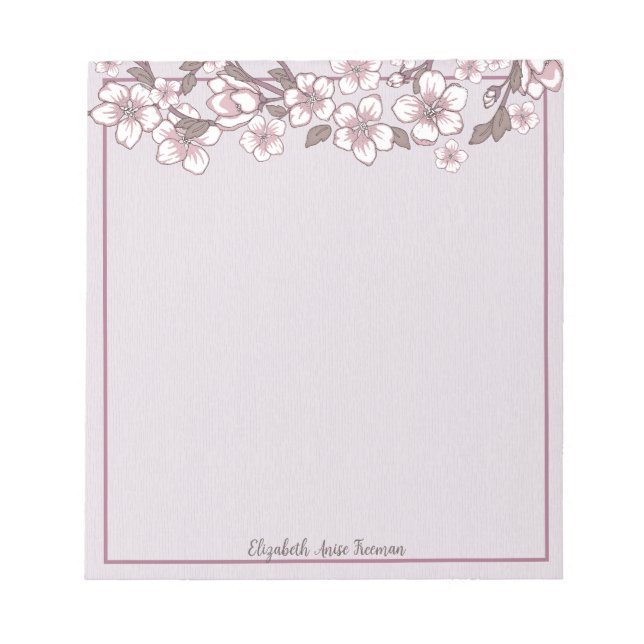 Lavender Cherry Blossom Personalized Notepad (Front)