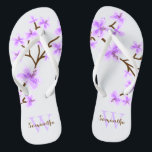 Lavender Cherry Blossoms Monogrammed Flip Flops<br><div class="desc">Beautiful and sweet cherry blossoms or sakura flowers design perfect for spring,  summer,  as well as for bride,  bridesmaids,  mother of the bride,  mother of the groom,  maid of honor,  flower girl gifts,  and more!</div>