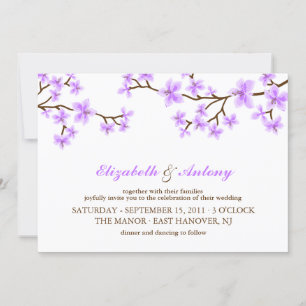 Lavender Cherry Blossoms Wedding Invitation