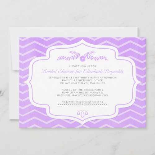 Lavender Chevron Bridal Shower Invitations