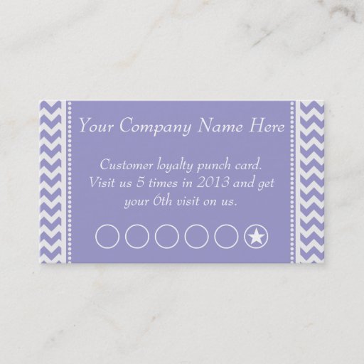 Customizable Lavender Chevron Discount Promotional Punch Card Business Cards