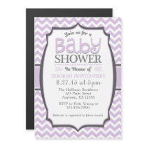 Lavender Chevron Magnetic Baby Shower Invite