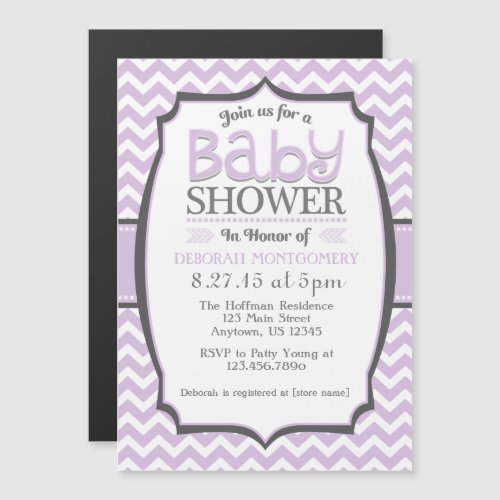 Lavender Chevron Magnetic Baby Shower Invite