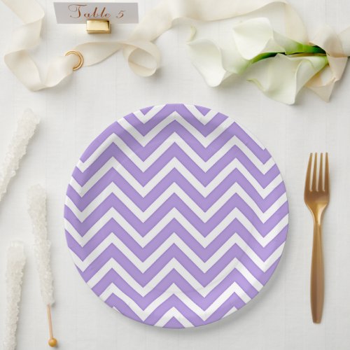 Lavender Chevron Stripes Pattern Paper Plates