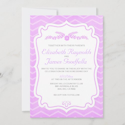 Lavender Chevron Stripes Wedding Invitations