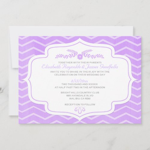 Lavender Chevron Wedding Invitations