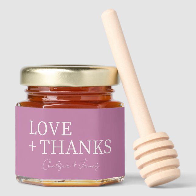 Lavender | Chic Modern Wedding Thank You Honey Jar Favors (Front)