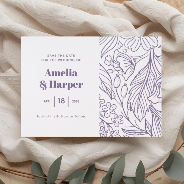 Lavender | Chic Wedding Save the Date Letterpress  Letterpress Photo Cards (Creator Uploaded)