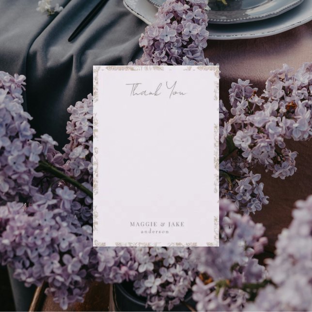 Lavender Chinoiserie Elegant Wedding Thank You Card (Creator Uploaded)