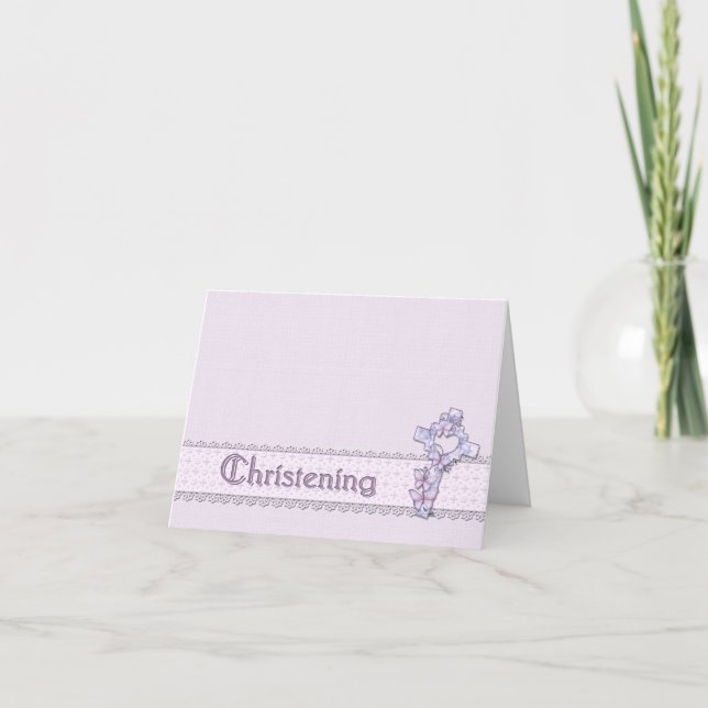 Lavender Christening Invitation (Front)