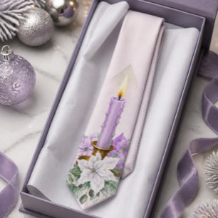 Lavender Christmas Holiday Candle Neck Tie