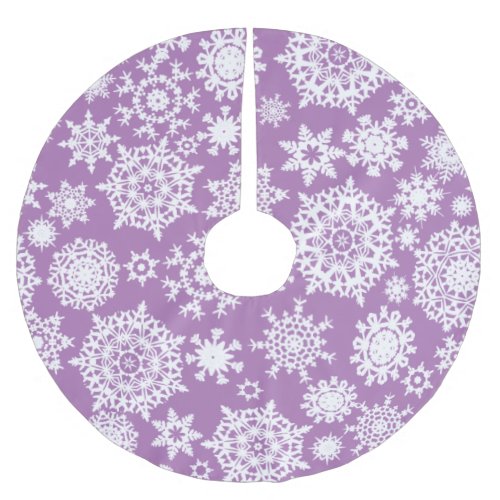 Lavender Christmas Snowflake Pattern Tree Skirt